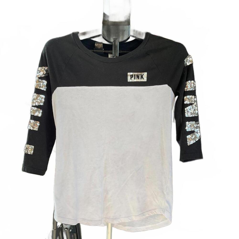 PINK Victoria’s Secret Bling Sequin Colorblock Top Size Small